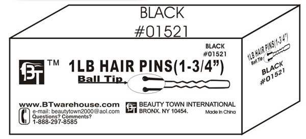 1 LB HAIR PINS - 1 3/4" - COLOR BLACK 